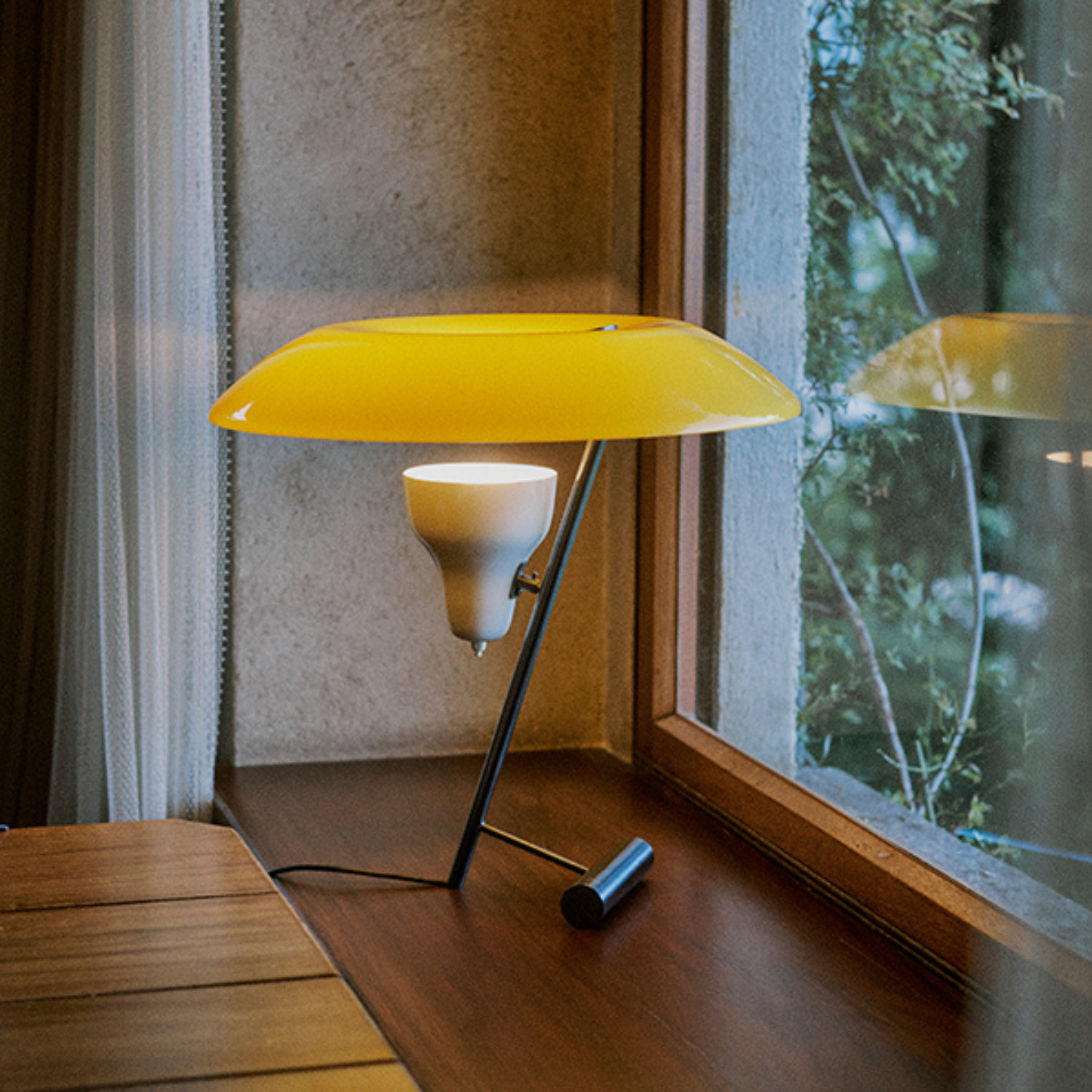 Model 548 Table Lamp / Dark Burnished Brass with Orange Diffuser