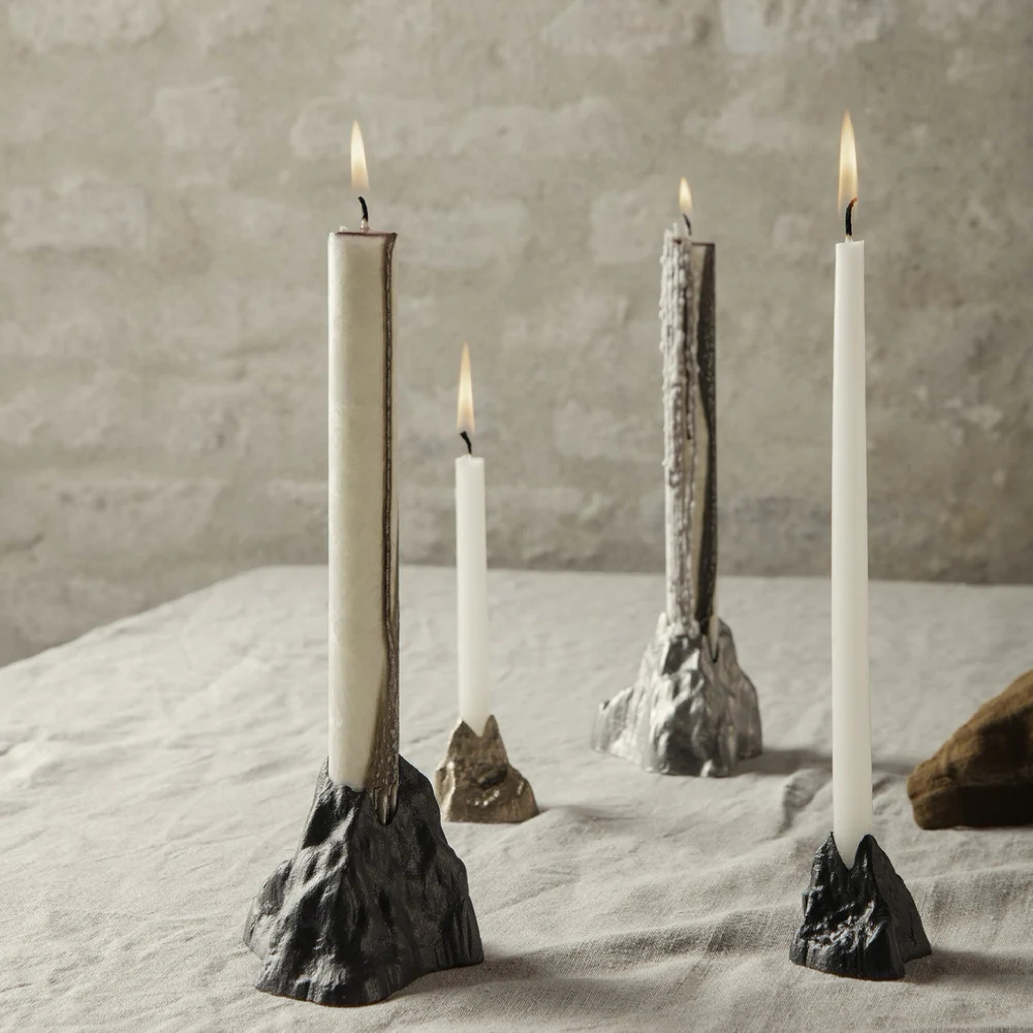 Stone Candle Holder Large/ Brass