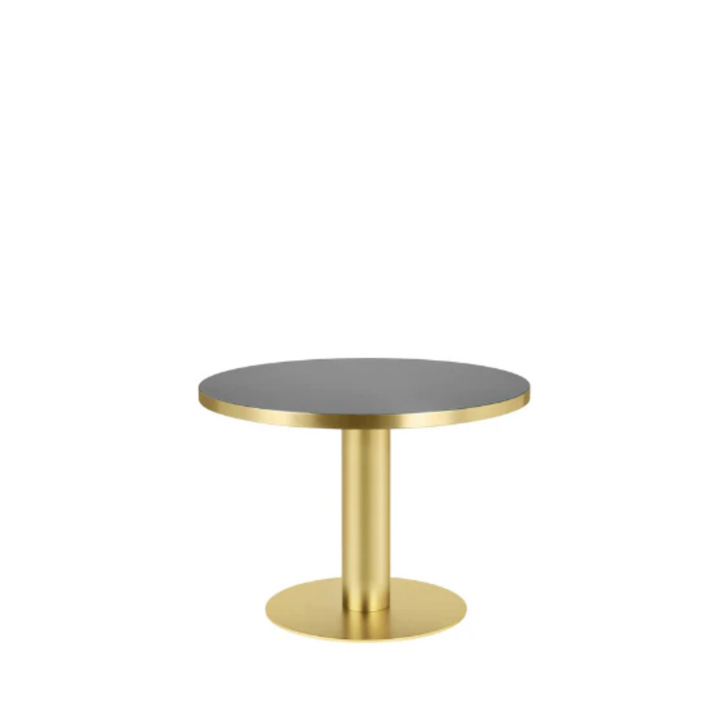 1.0 Dining Table - Round 80 - Brass - Safari beige glass