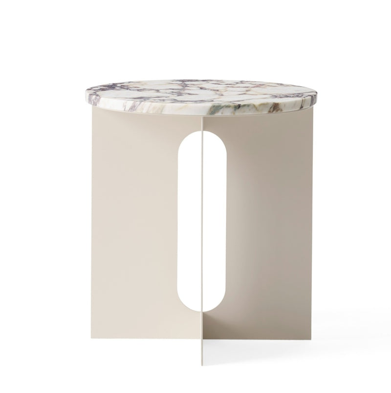 Androgyne Side Table / Ivory steel / Calacatta Viola marble