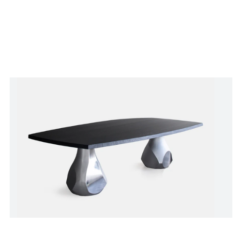 Pukalu Table / Polished aluminium / Oak black brushed