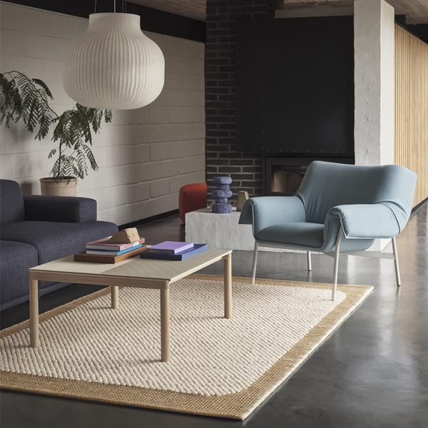 Couple Coffee Table / Dark Oiled Oak / plain & wavy Taupe