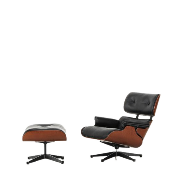 Eames Lounge Chair & Ottoman - Santos Palisander / Leather Natural Black