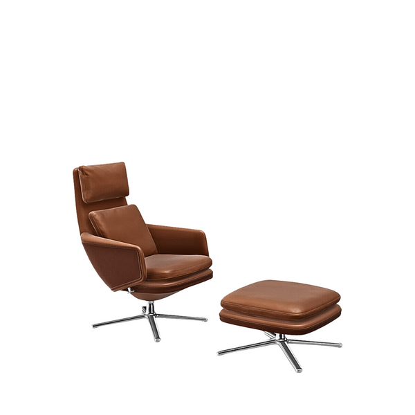 Grand Relax & Ottoman / Polished / Leather Premium cognac