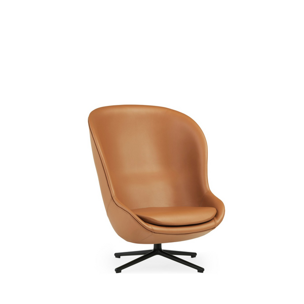 Hyg Lounge Chair High back / Black / Leather Ultra Brandy