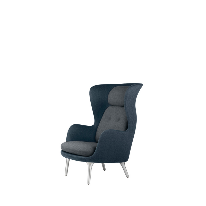 JH1 - Ro Lounge Chair Brushed aluminium legs / Fabric Gabriel Mood 2103 Shell / Gabriel Swing 51303 Cushion