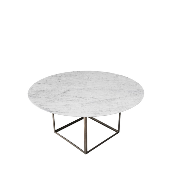 Jewel Table Round - Black / White Carrara Marble