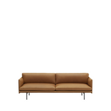 Outline Sofa 3-seater / Black / Leather Cognac