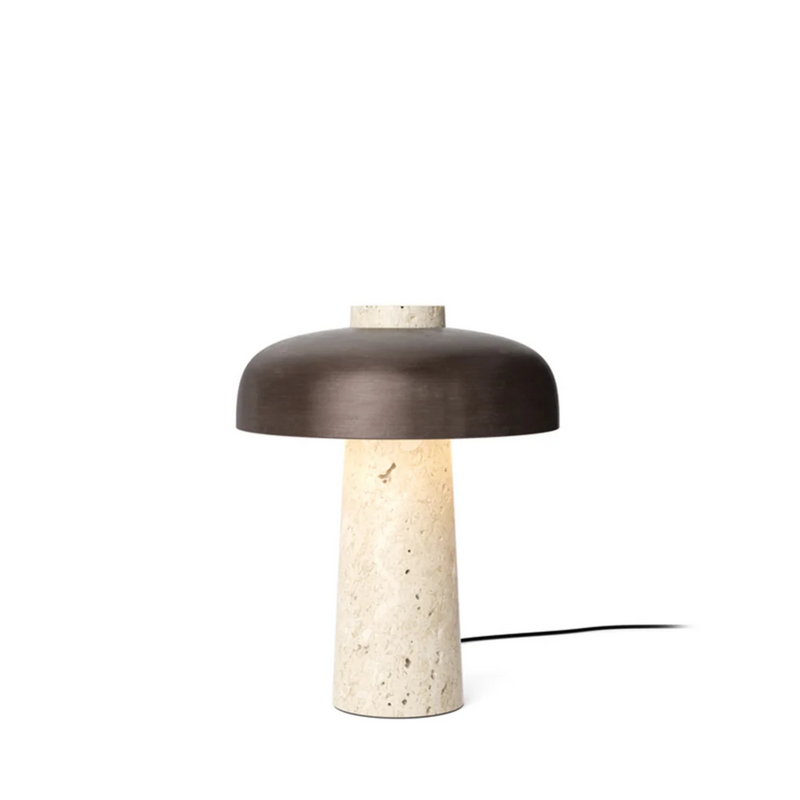 Reverse Table Lamp / Bronzed brass / Travertine