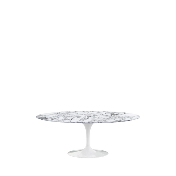 Saarinen Oval Dining Table 244 / White / Arabescato marble Coated