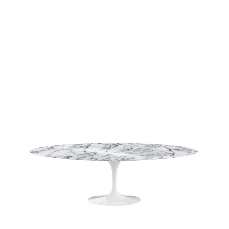 Saarinen Oval Dining Table 244 / White / Statuarietto marble Coated