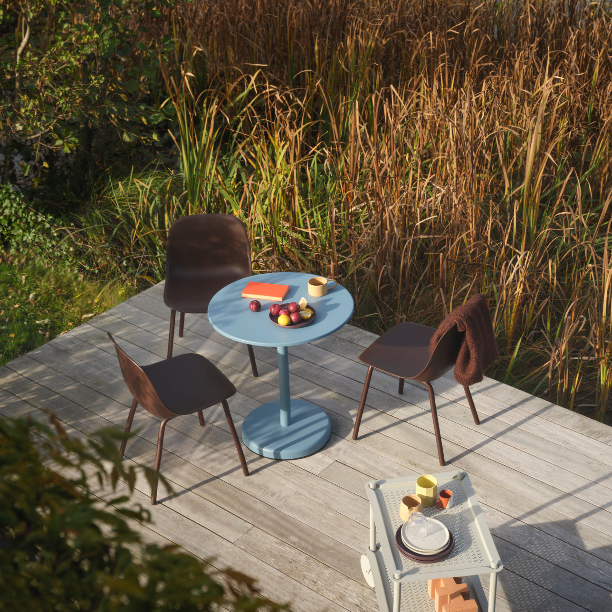 Fiber side chair/ Outdoor/ Brown Red