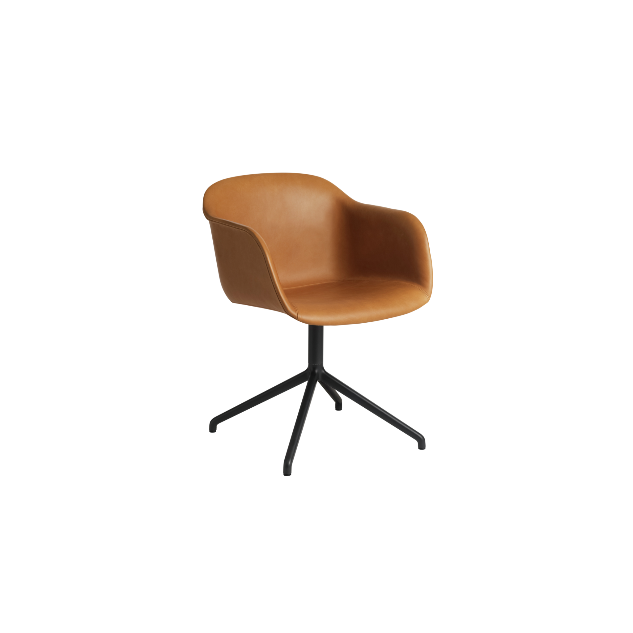 Fiber Armchair/Swivel/ Armchair/ Refined leather Cognac