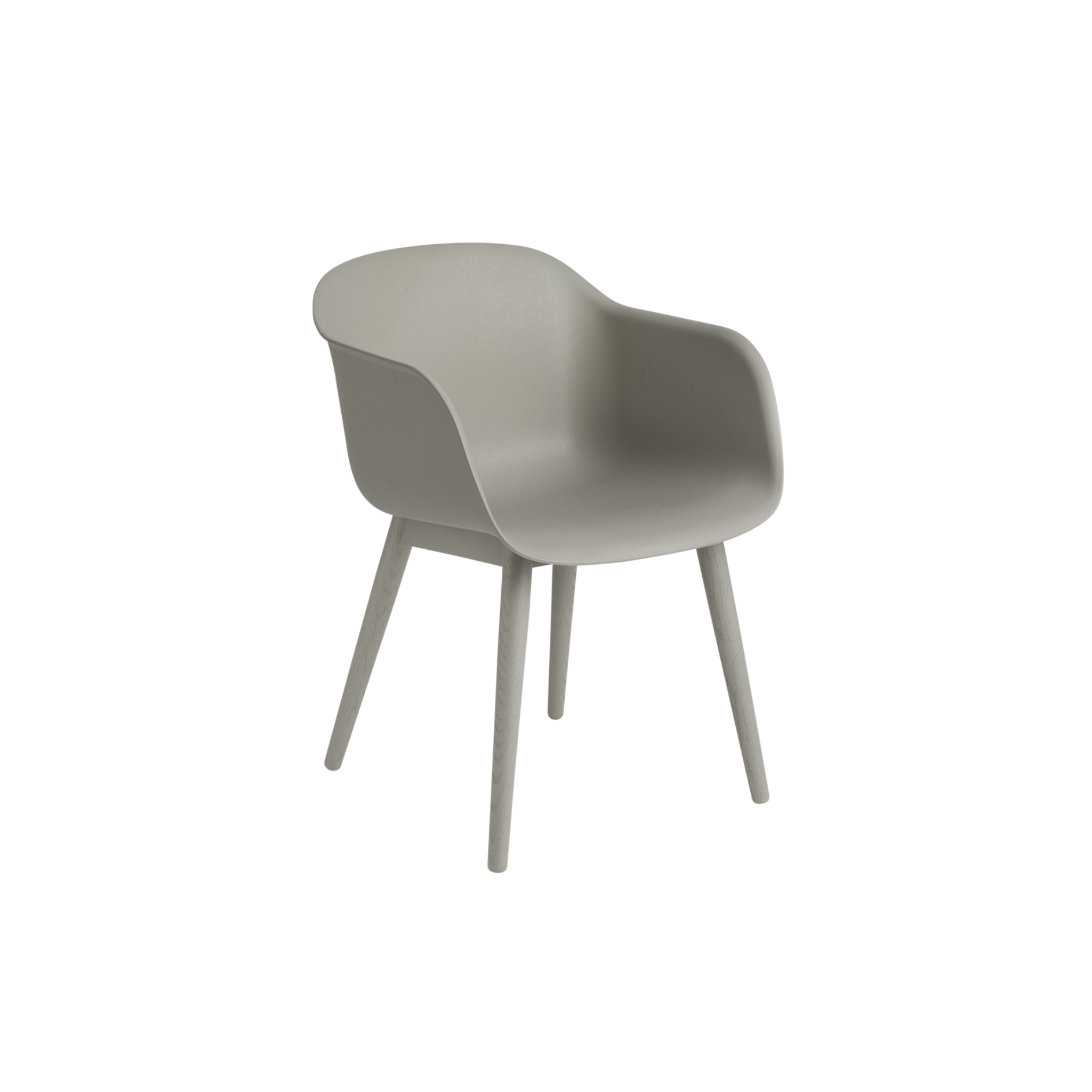 Fiber Armchair/ Wood base/ Grey