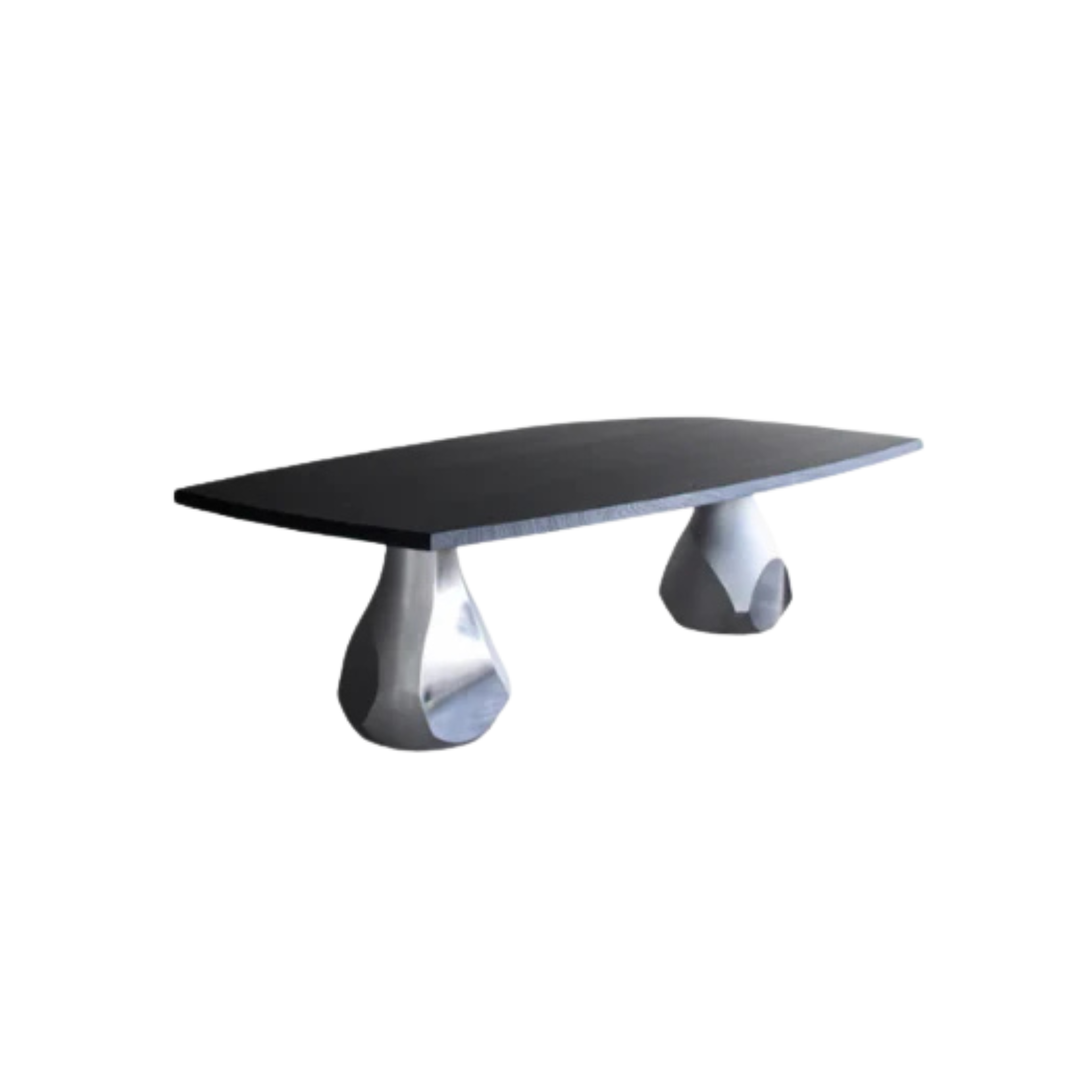 Pukalu Table / Polished aluminium / Oak black brushed