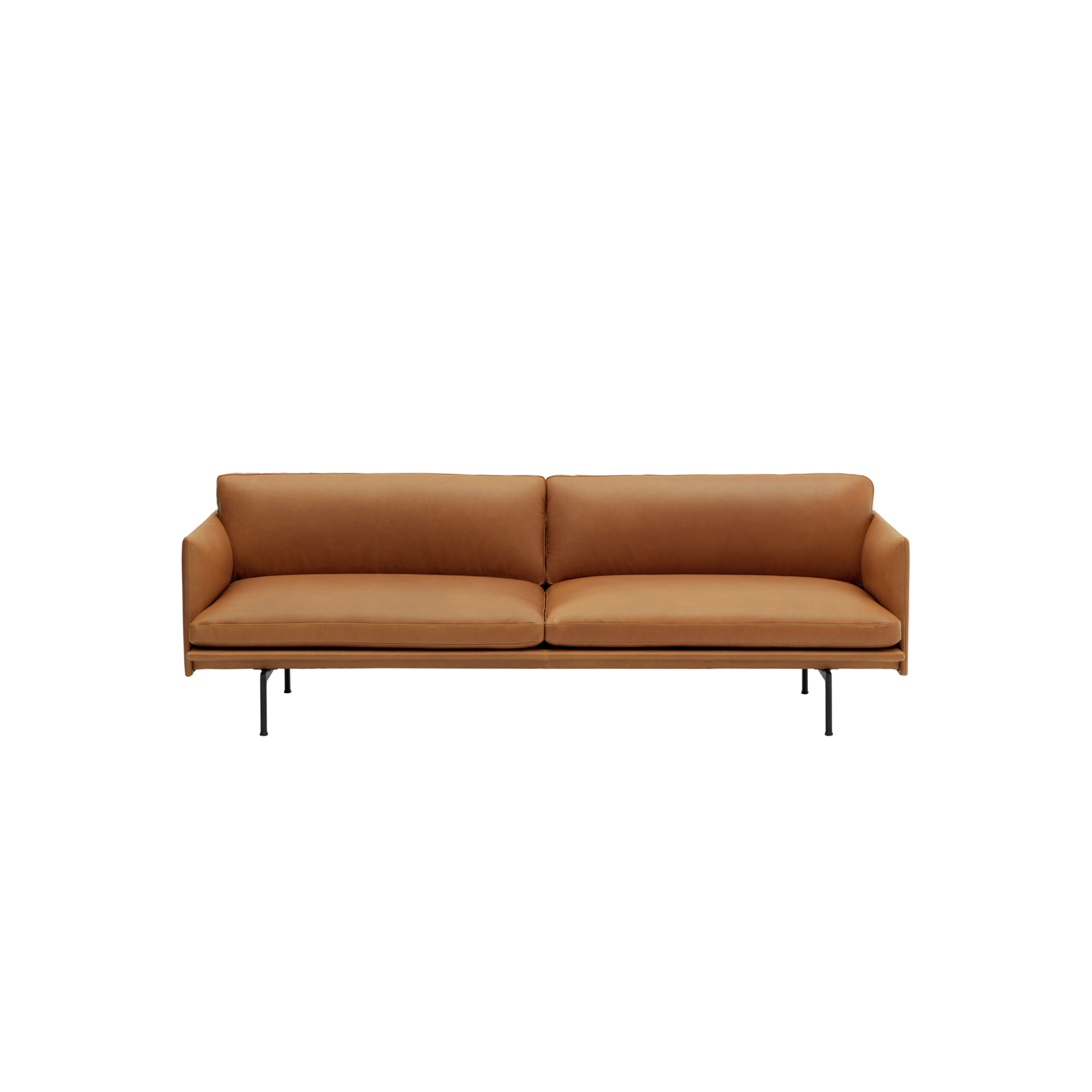 Outline Sofa 3-seater / Black / Leather Cognac