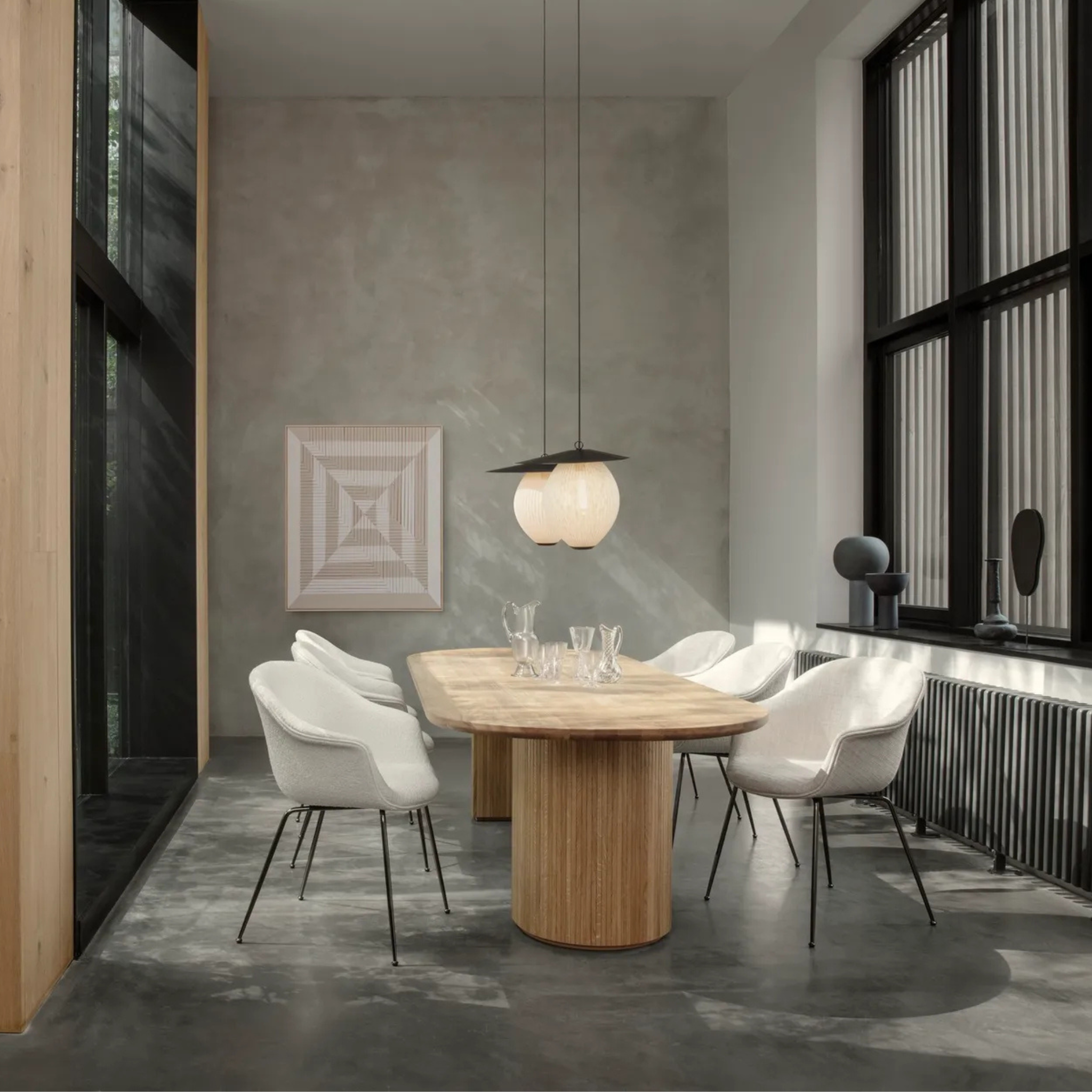 Bat Dining Chair/Full Upholstered /Black chrome/Dedar Sunday 016 (As-Is Condition)