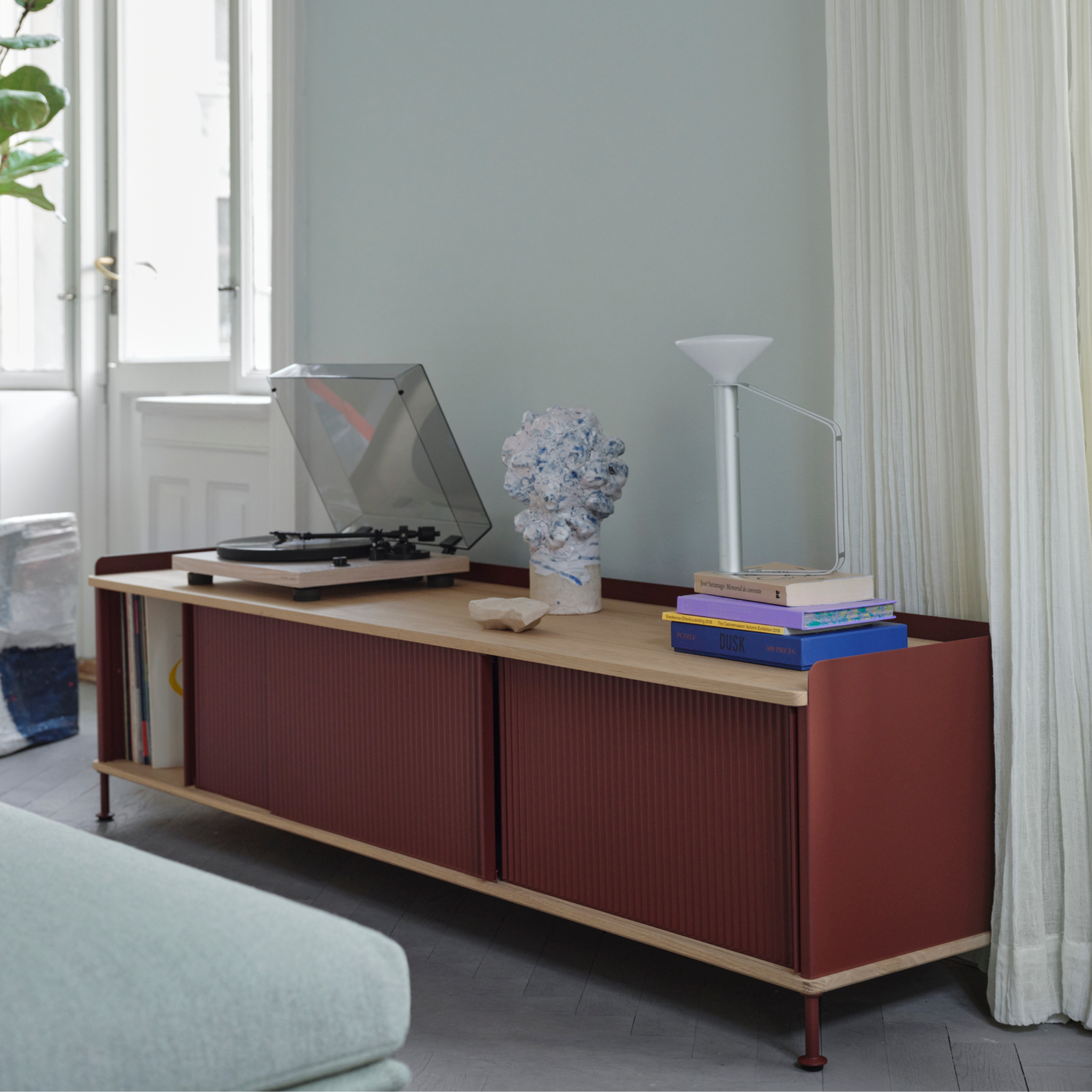 Enfold Sideboard /Oiled Oak/Deep Red