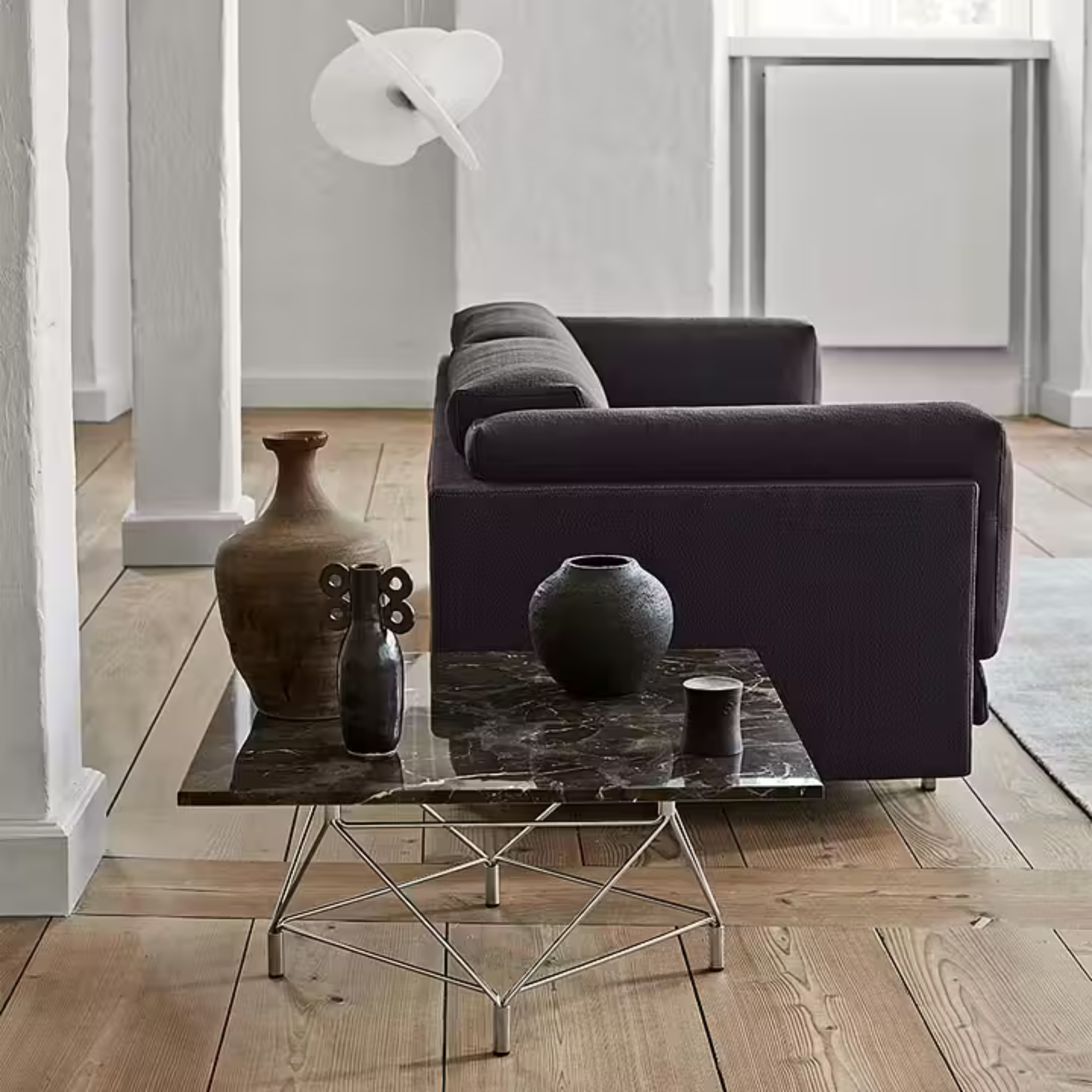 Spider Coffee Table Square 80 x 80 cm / Wooden marble / Black