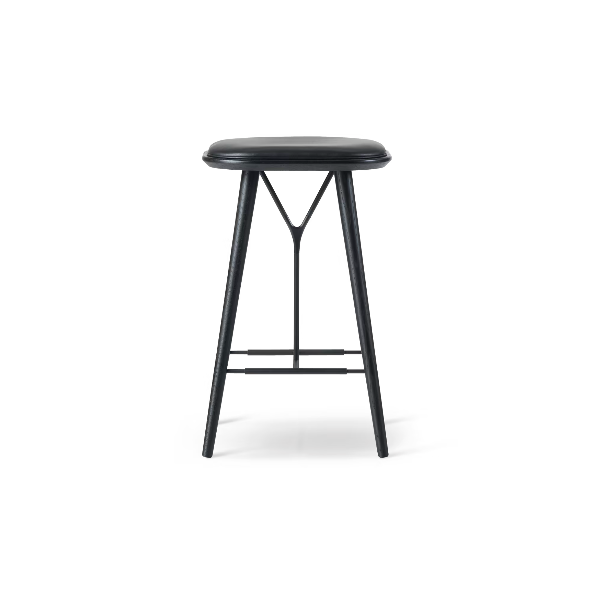 Spine Wood Base Stool - Model 1736 / Black lacquered / Kvadrat Harald 3 242