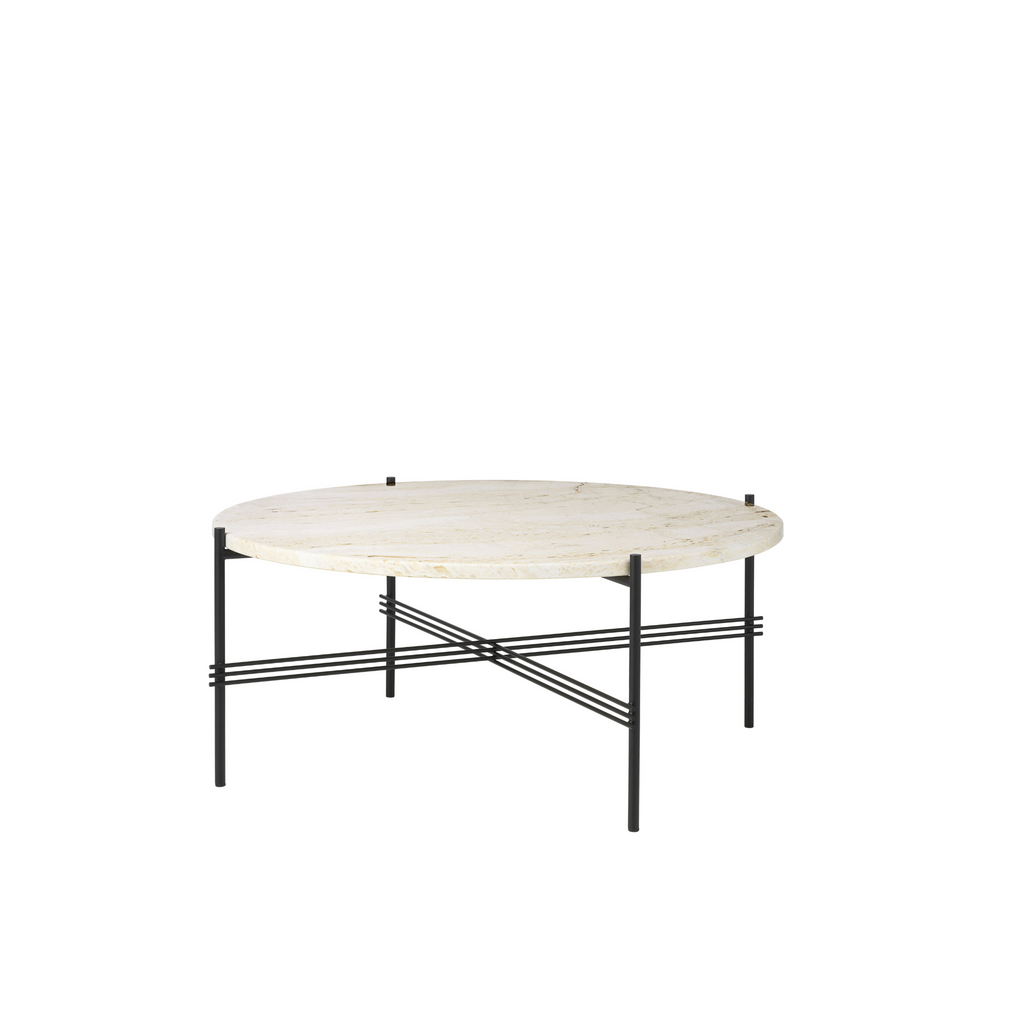 TS Coffee Table - Round 80 / Black / White Travertine